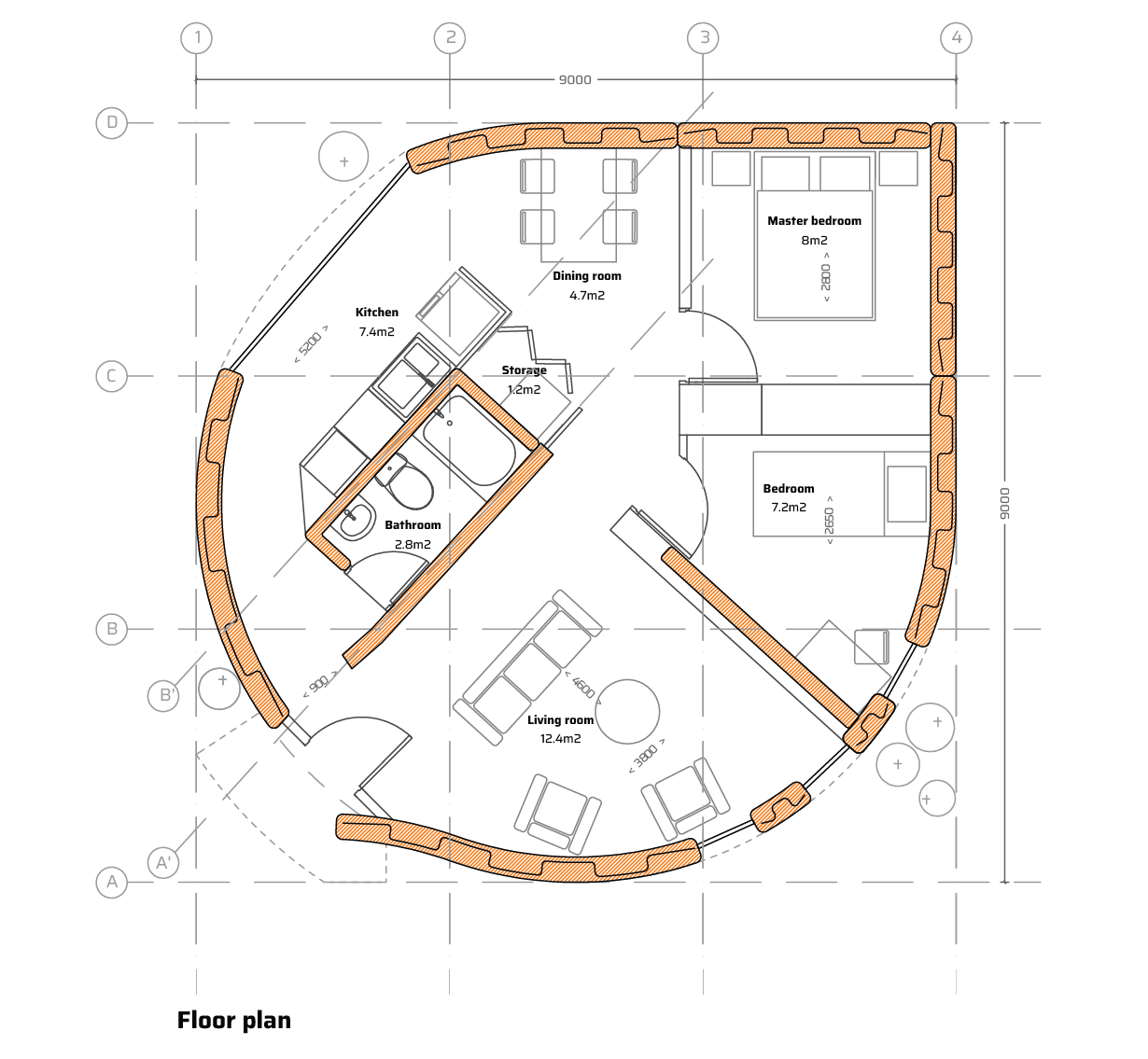 2d floorplan leaf house