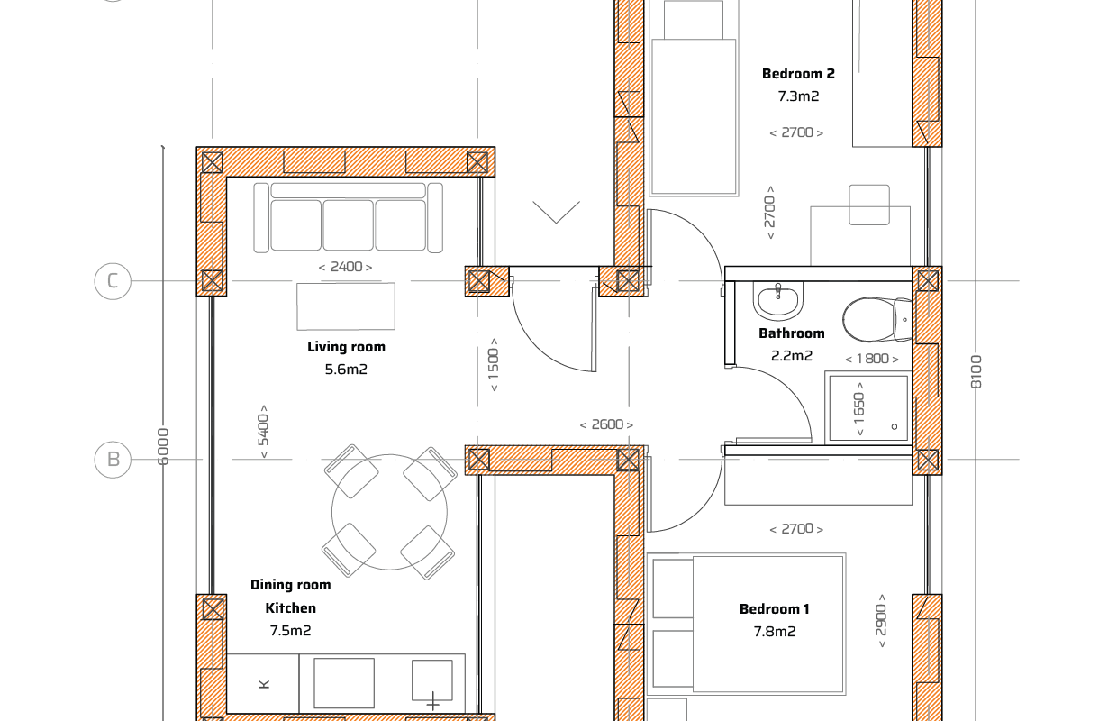 Bridge house floor plan 2D